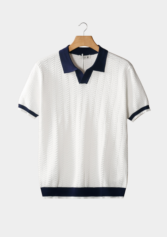 Polo Testurizzata con Colletto Aperto e Maniche Corte con Vestibilità Regolare | Ideale per Look Estivo