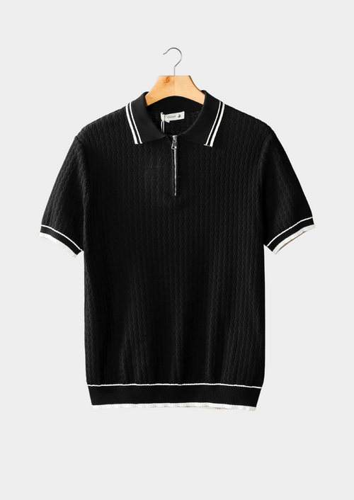 Polo Testurizzata con Zip e Colletto Strutturato | Ideale per Look Estivi Casual