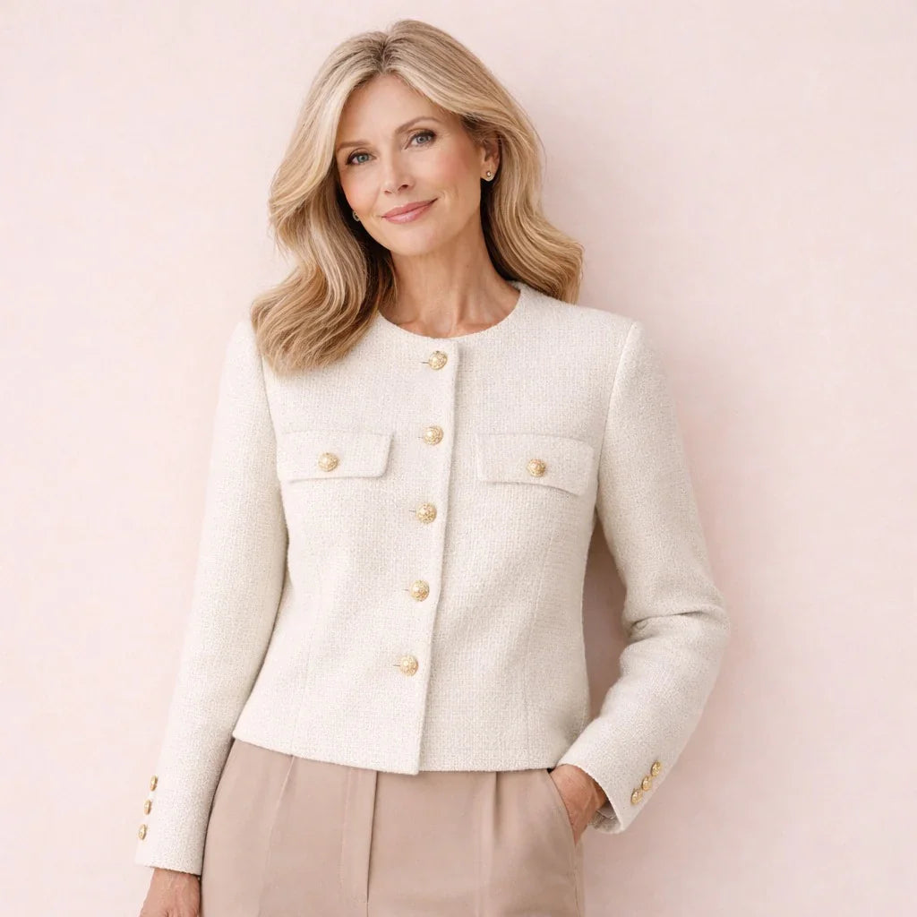 Giacca con Bottoni e Colletto Rotondo con Vestibilità Slim | Ideale per Look Eleganti e Lavoro