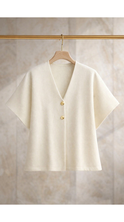 Cardigan Cropped con Bottoni e Scollo a V | Ideale per Outfit Estivi con Vita Alta