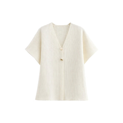Cardigan Cropped con Bottoni e Scollo a V | Ideale per Outfit Estivi con Vita Alta