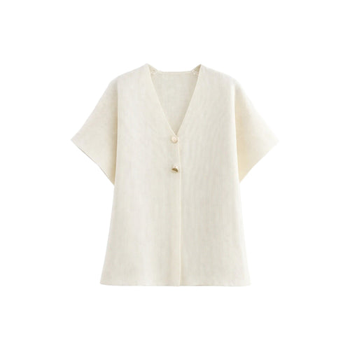 Cardigan Cropped con Bottoni e Scollo a V | Ideale per Outfit Estivi con Vita Alta
