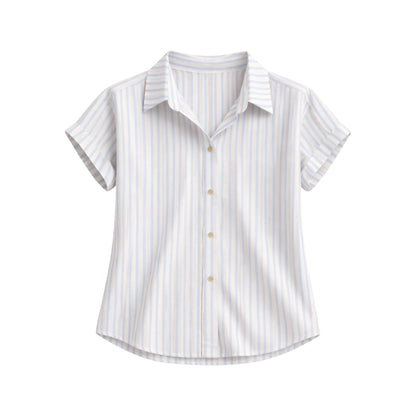 Blusa con Bottoni e Maniche Corte in Misto Cotone | Ideale per la Stagione Estiva