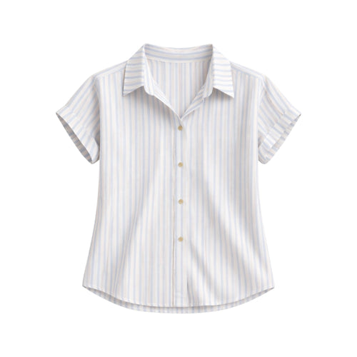 Blusa con Bottoni e Maniche Corte in Misto Cotone | Ideale per la Stagione Estiva