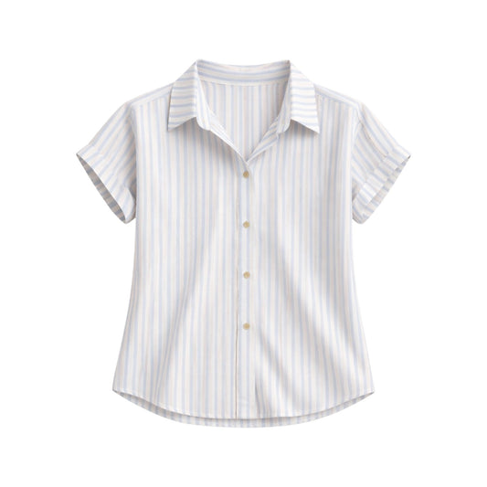 Blusa con Bottoni e Maniche Corte in Misto Cotone | Ideale per la Stagione Estiva