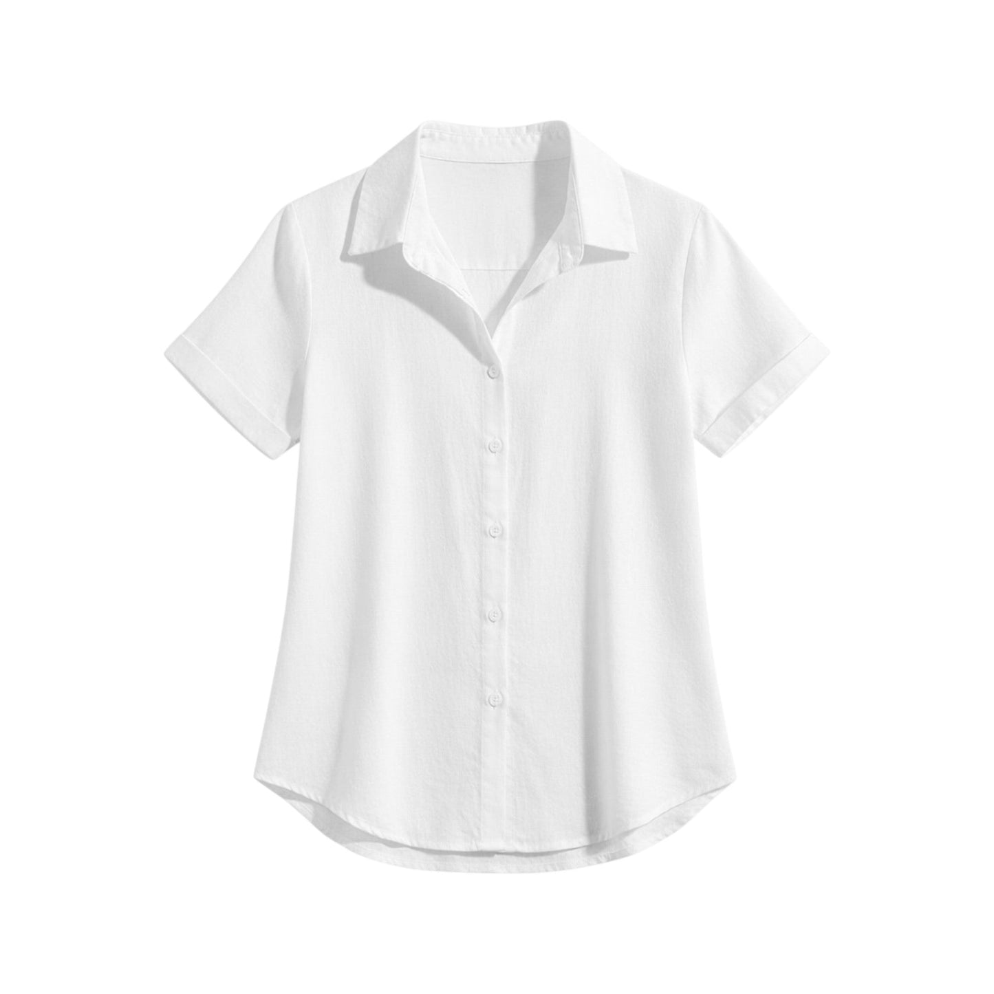 Camicia con Bottoni e Maniche Corte in Cotone e Lino | Ideale per la Stagione Estiva