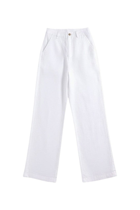 Pantaloni in Lino con Vita Elastica e Vestibilità Ampia | Ideali per Uso Quotidiano e Ufficio