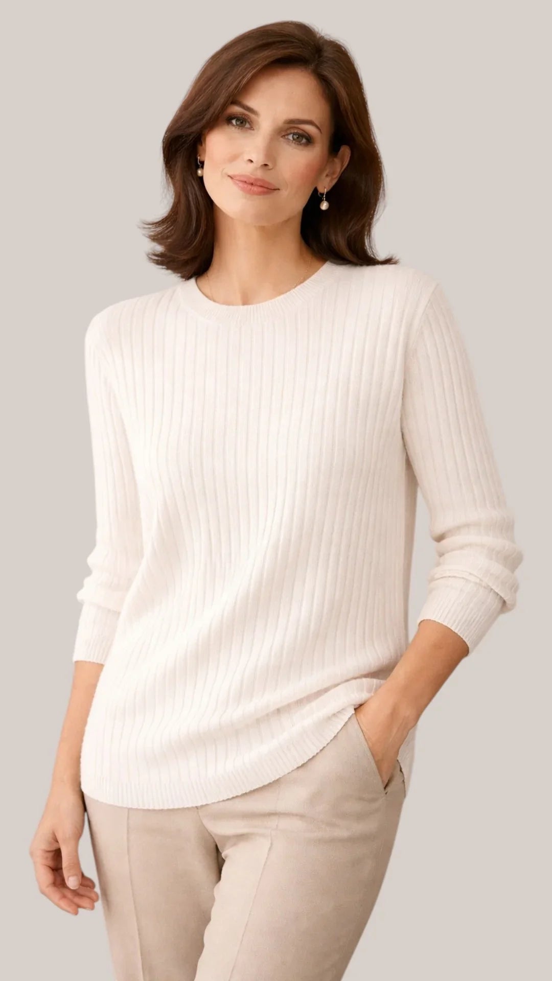 Maglia Girocollo con Maniche Lunghe in Lana | Ideale per la Stagione Autunnale e Invernale
