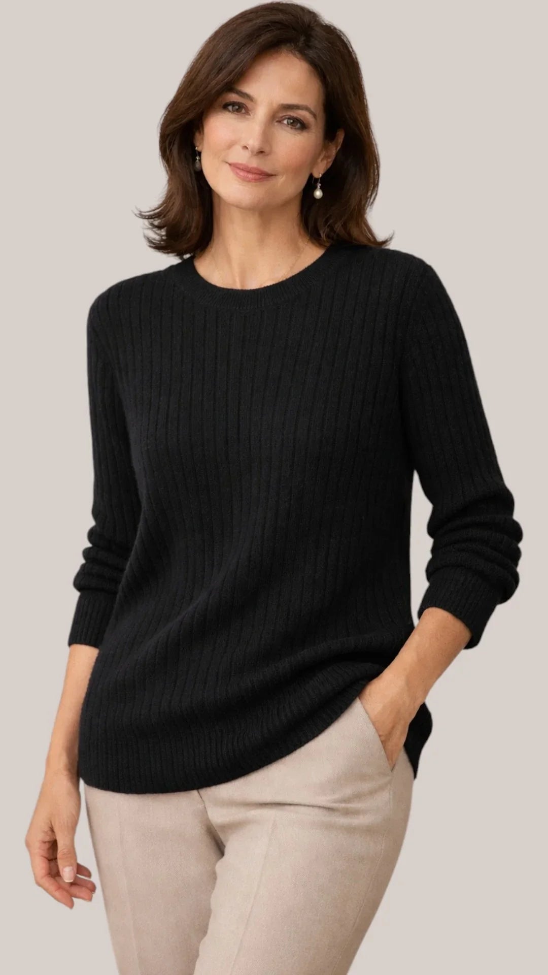 Maglia Girocollo con Maniche Lunghe in Lana | Ideale per la Stagione Autunnale e Invernale