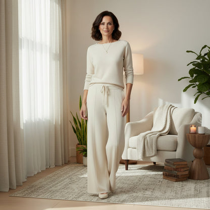 Pantaloni in Lana Merino con Vita Alta e Taglio Ampio | Ideali per la Stagione Invernale