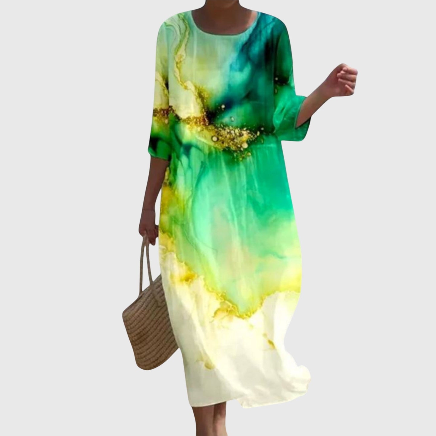 Abito Maxi Floreale Elegante | Stampa Botanica e Presenza Scenica