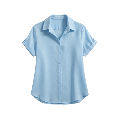 Camicia con Bottoni e Maniche Corte in Cotone e Lino | Ideale per la Stagione Estiva