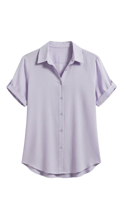 Camicia con Bottoni e Maniche Corte in Cotone e Lino | Ideale per la Stagione Estiva