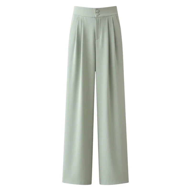 Pantaloni Vita Alta con Gamba Larga e Taglio Dritto | Ideali per Look Eleganti e Ufficio