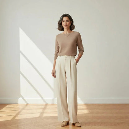 Pantaloni Vita Alta con Gamba Larga e Taglio Dritto | Ideali per Look Eleganti e Ufficio