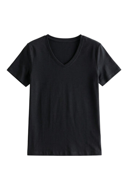 T-Shirt con Scollo V e Maniche Corte in Cotone e Seta | Ideale per la Stagione Estiva