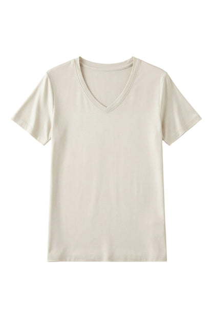 T-Shirt con Scollo V e Maniche Corte in Cotone e Seta | Ideale per la Stagione Estiva