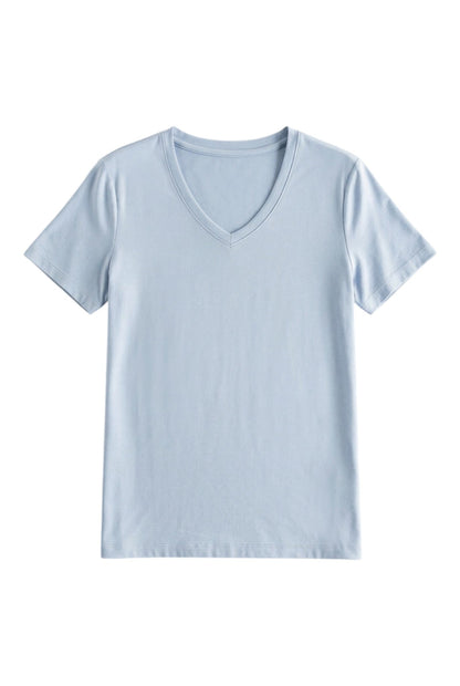 T-Shirt con Scollo V e Maniche Corte in Cotone e Seta | Ideale per la Stagione Estiva