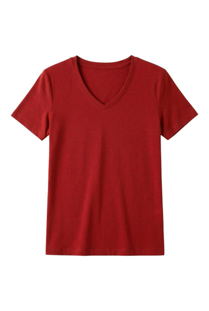 T-Shirt con Scollo V e Maniche Corte in Cotone e Seta | Ideale per la Stagione Estiva