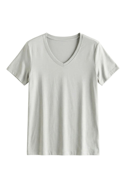 T-Shirt con Scollo V e Maniche Corte in Cotone e Seta | Ideale per la Stagione Estiva