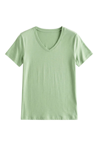 T-Shirt con Scollo V e Maniche Corte in Cotone e Seta | Ideale per la Stagione Estiva