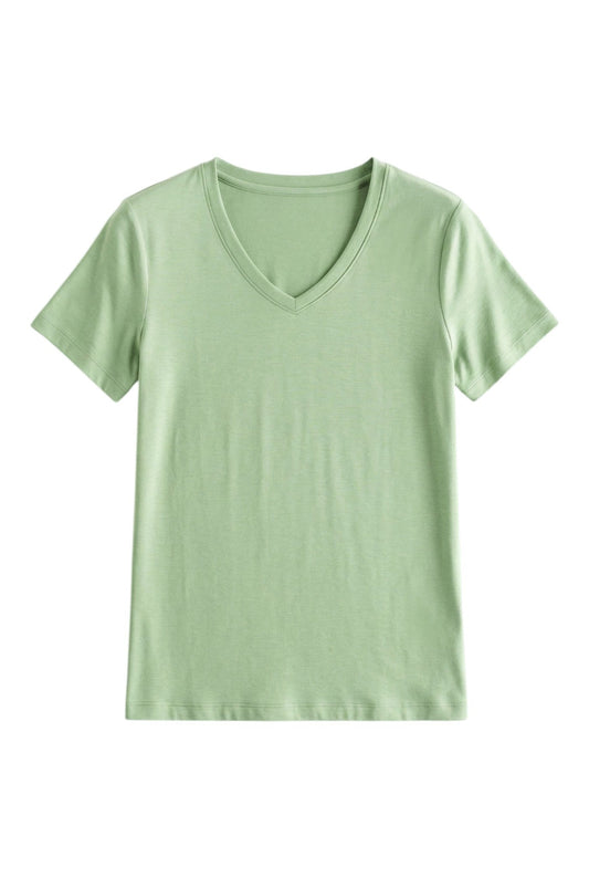 T-Shirt con Scollo V e Maniche Corte in Cotone e Seta | Ideale per la Stagione Estiva