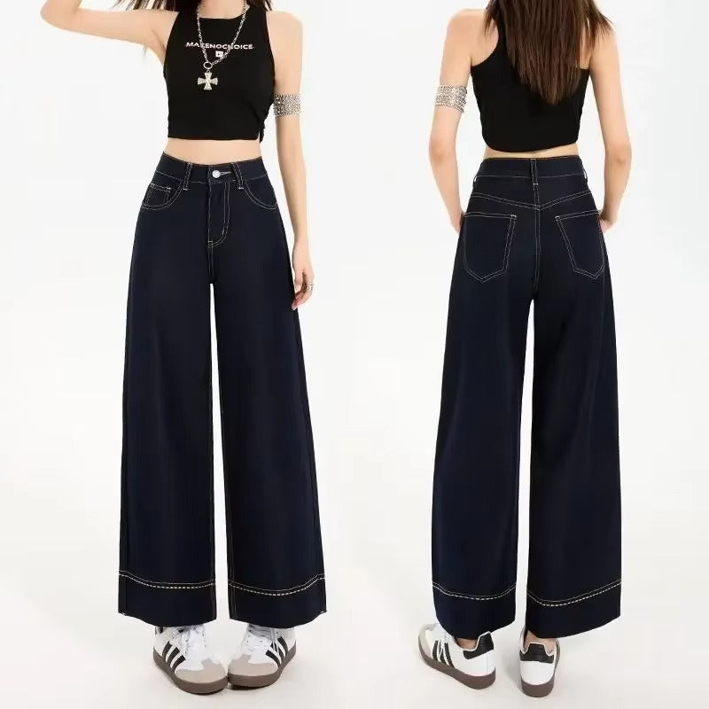 Jeans Gamba Larga con Cuciture a Contrasto | Denim Moderno