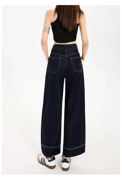 Jeans Gamba Larga con Cuciture a Contrasto | Denim Moderno
