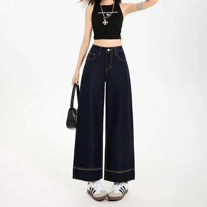 Jeans Gamba Larga con Cuciture a Contrasto | Denim Moderno