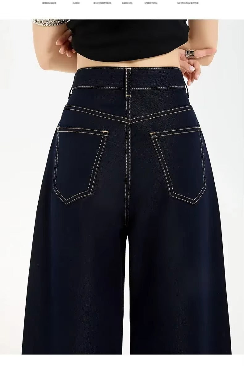 Jeans Gamba Larga con Cuciture a Contrasto | Denim Moderno
