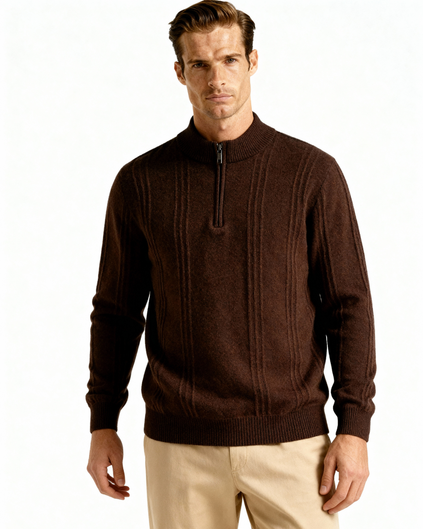 Maglione in Cashmere a Mezzo Zip | Comfort Premium