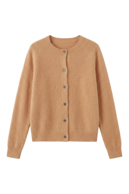 Cardigan con Bottoni e Scollo Rotondo in Lana Merino | Ideale per Uso Quotidiano in Mezza Stagione