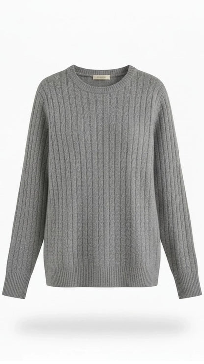 Maglione a Trecce con Collo Giro e Maniche Lunghe in Lana | Ideale per la Stagione Invernale