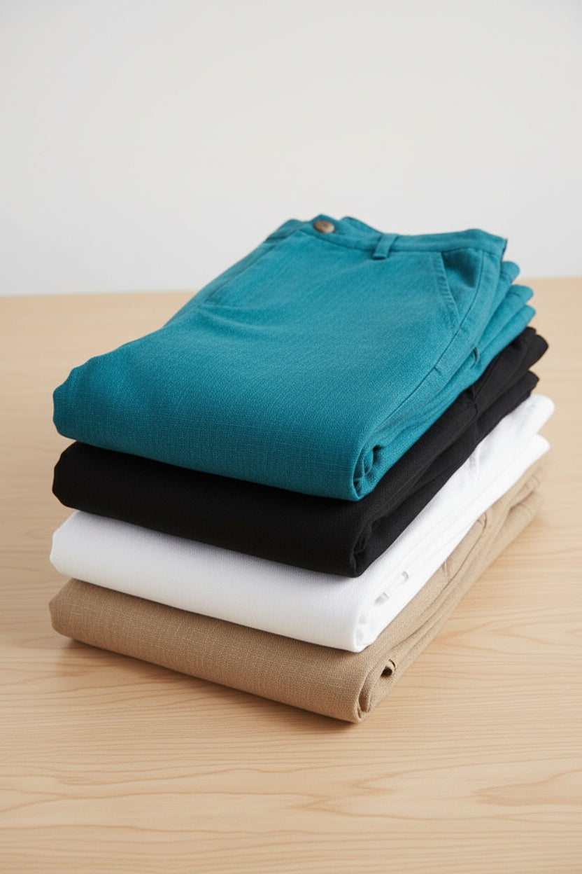 Pantaloni in Lino con Vita Elastica e Vestibilità Ampia | Ideali per Uso Quotidiano e Ufficio